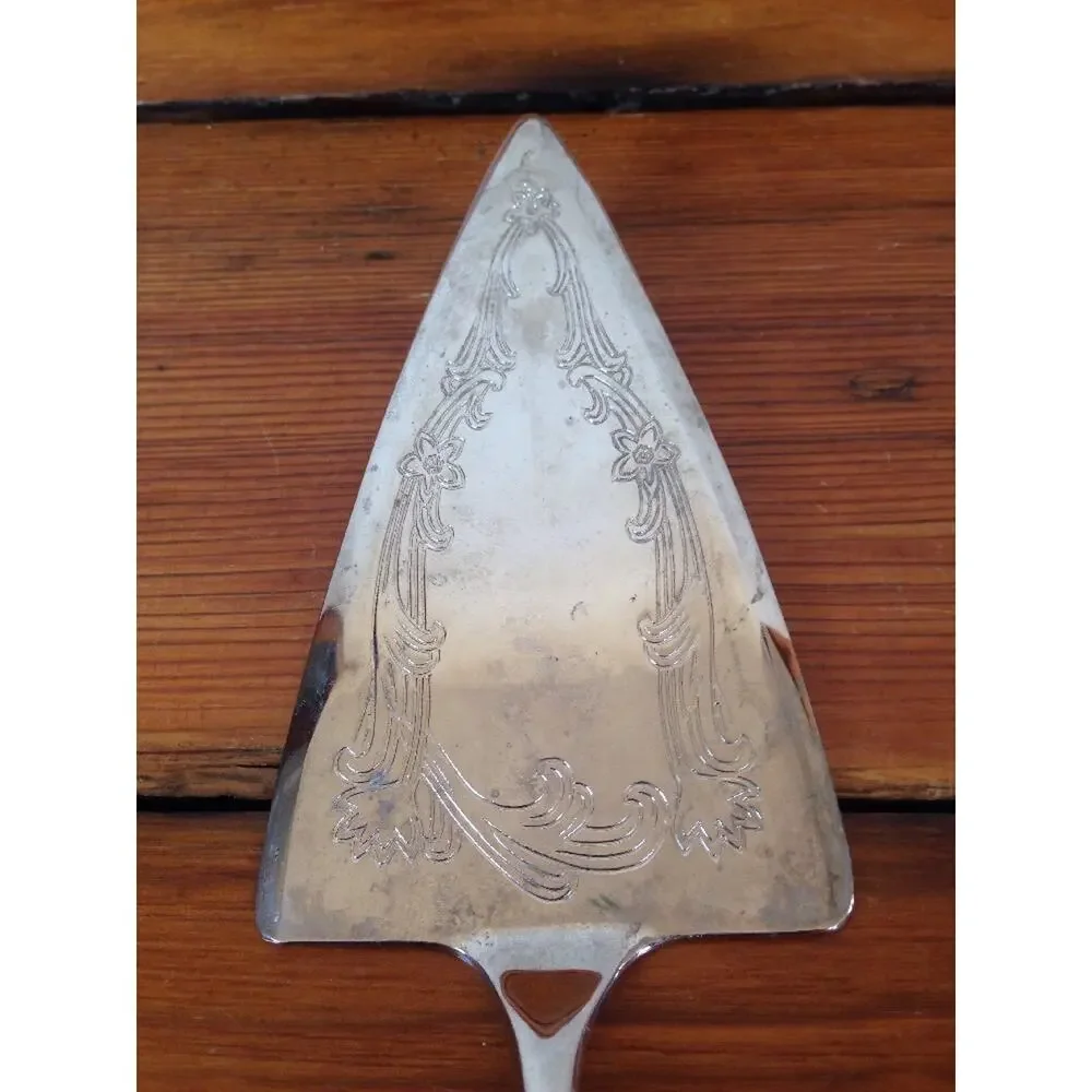 Vintage Antique Silverplate Art Nouveau Style Wedding Cake Pie Server Slicer